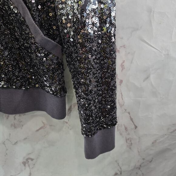 Boston Proper Jacket Womens Medium Purple Silver Sequin Hooded Sport Stretch - Picture 4 of 13